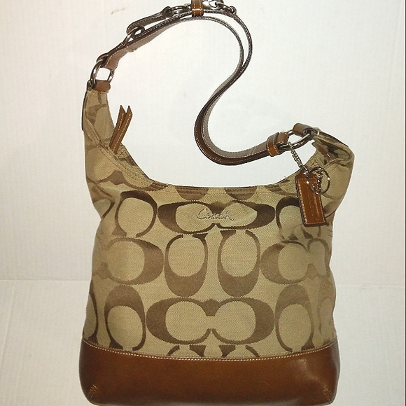 ☆Like New☆Gorgeous COACH Signature North South Convertible Pieced Leather Duffle - Picture 6 of 16